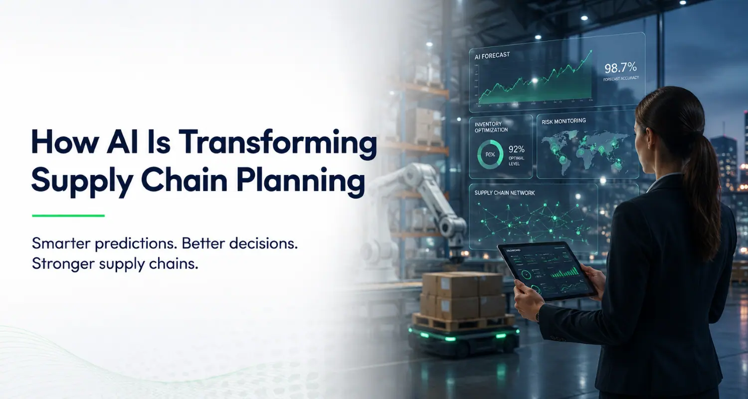 Illustration of AI supporting supply chain planning decisions